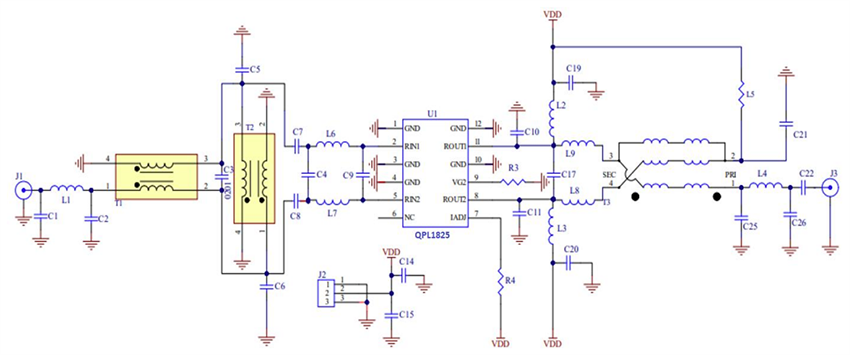 Schematic - Qorvo QPL1825EVB-03 Evaluation Board